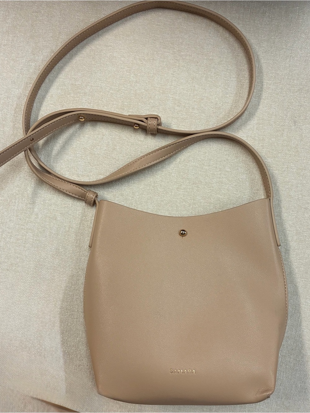 SAMARA Vegan Leather Tan Shoulder Crossbody Bucket Bag